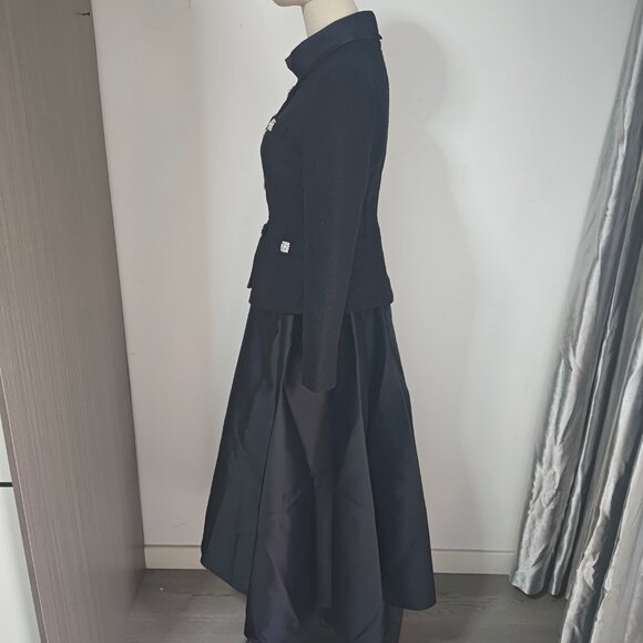 Self-Portrait Black Boucle Taffeta Midi Dress - Picture 3 of 13